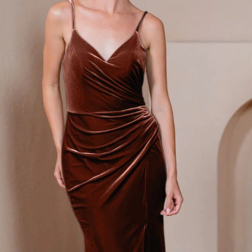 REVELRY Rory Velvet Dress Terracotta - SIZE 12